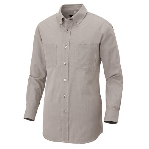 長袖ボタンダウンシャツ(コードレーン) モカ 3L