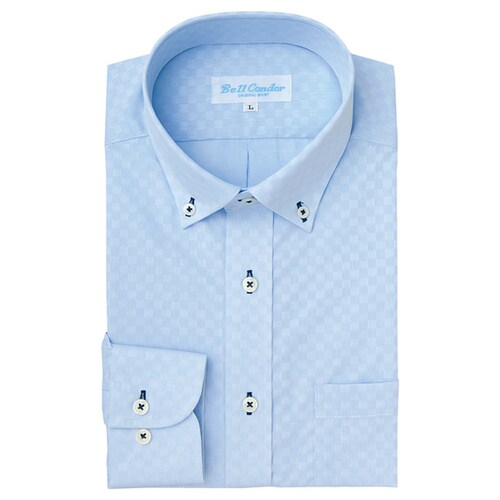 長袖ボタンダウンシャツ サックス M