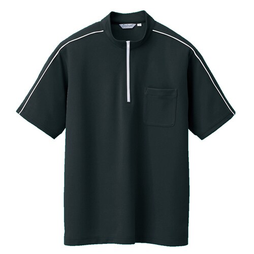 半袖クイックドライジップシャツ ブラック 5L