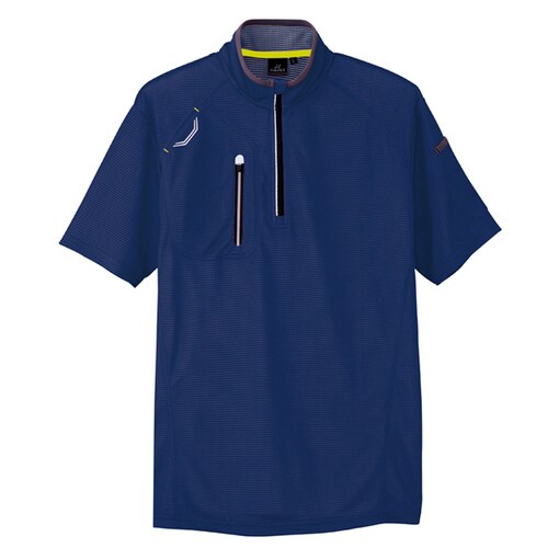 半袖ハーフZIPシャツ ネイビー 6L