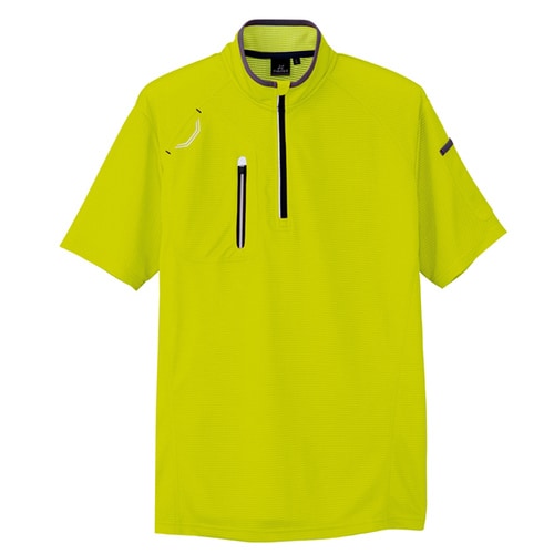 半袖ハーフZIPシャツ ライム 6L