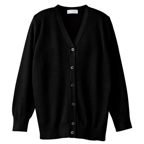 抗ピル長袖カーディガン ブラック 3L