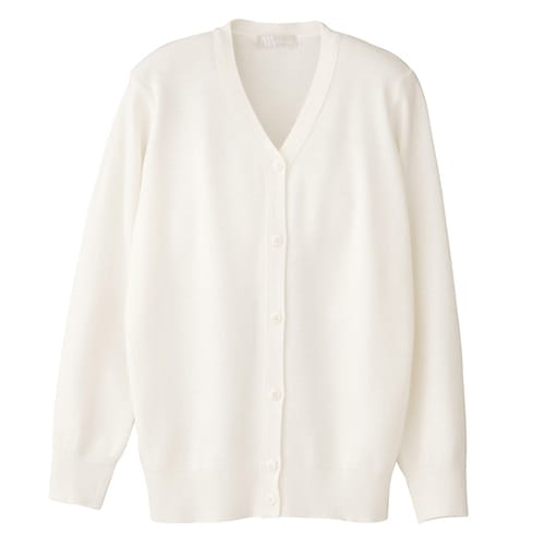 抗ピル長袖カーディガン ホワイト 3L