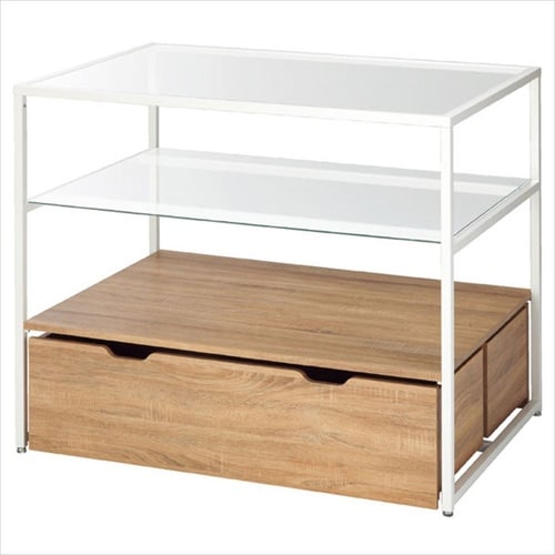 3段テーブル ホワイト トロッコ有り