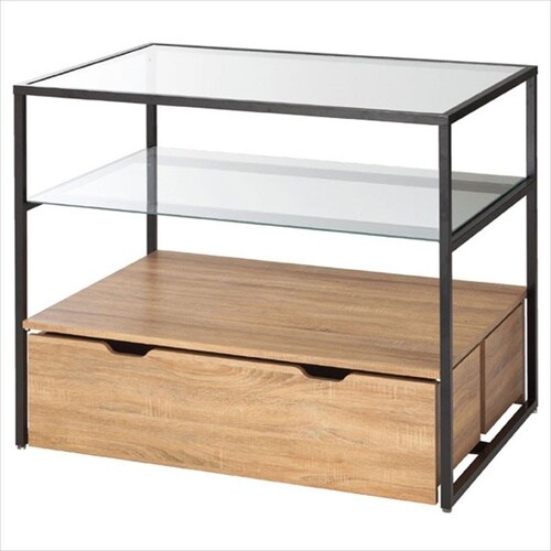 3段テーブル ブラック トロッコ有り