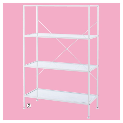 スリムガラスラック 4段 ホワイト