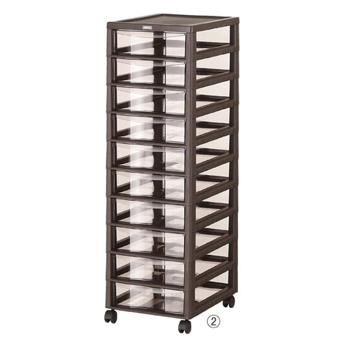 多段収納ケース 深型 10段ダークブラウン