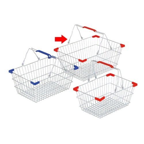 スチール製買い物カゴL レッド