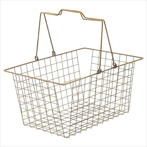 アンティークゴールド ワイヤーバスケットL