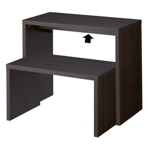 木製スリムコの字テーブル ダークブラウンW90cm