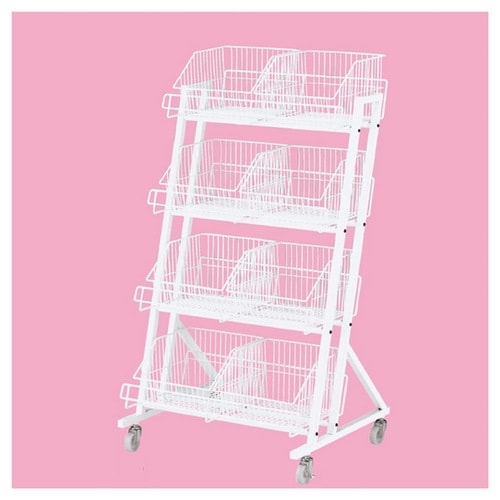 傾斜ジャンブルバスケット 4段 白W90cm