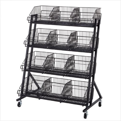 傾斜ジャンブルバスケット 4段 黒W90cm