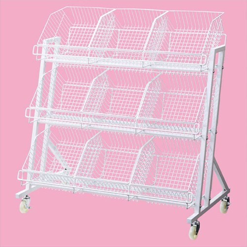 傾斜ジャンブルバスケット 3段 白W90cm