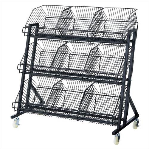 傾斜ジャンブルバスケット 3段 黒W90cm