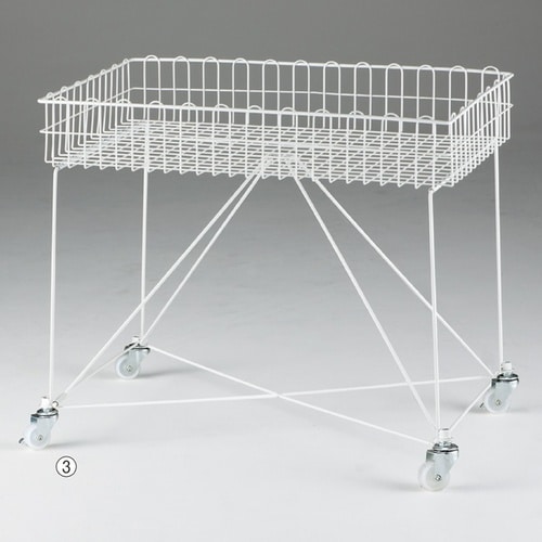 バスケットワゴン W75×D45cm ホワイト