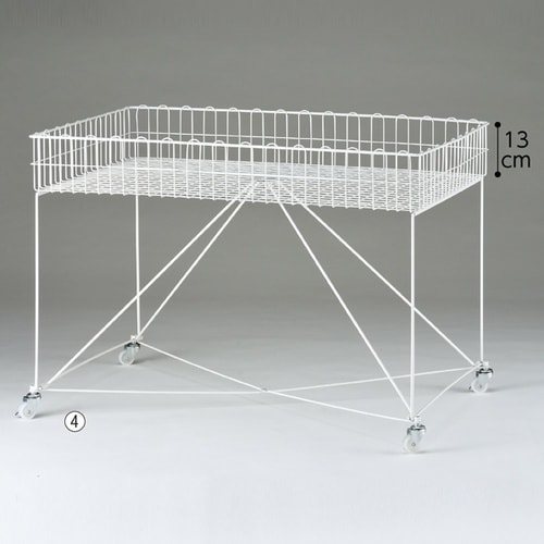 バスケットワゴン W90×D60cm ホワイト