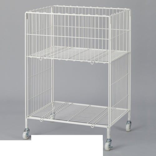 ワイヤー2段ワゴン W60×D45cm 白