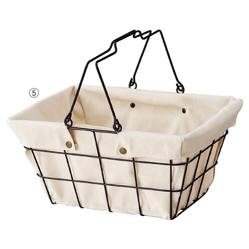 ワイヤーファブリックバスケットLアイボリー 12個