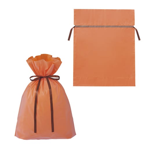 フロストリボン付きギフトバッグ オレンジ