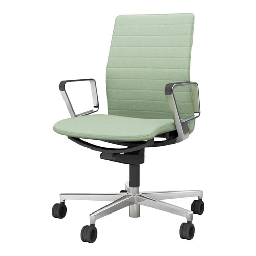 ファブレ 本体黒 ストライプ 銀脚 アルミ肘 薄緑