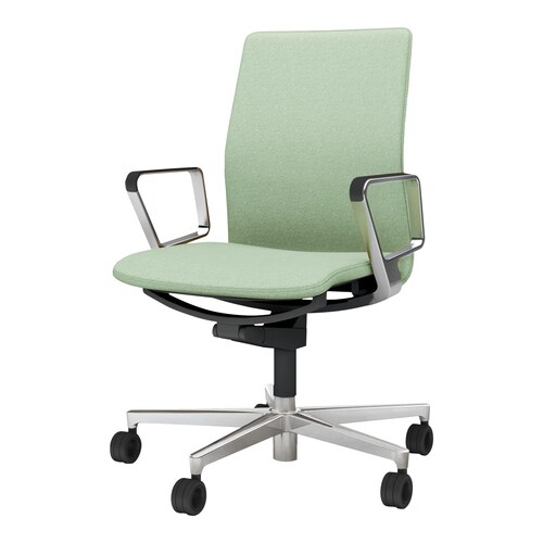 ファブレ 本体黒 プレーン 銀脚 アルミ肘 薄緑