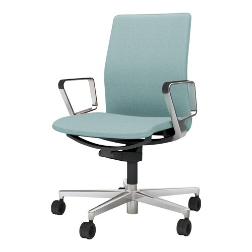 ファブレ 本体黒 プレーン 銀脚 アルミ肘 薄青