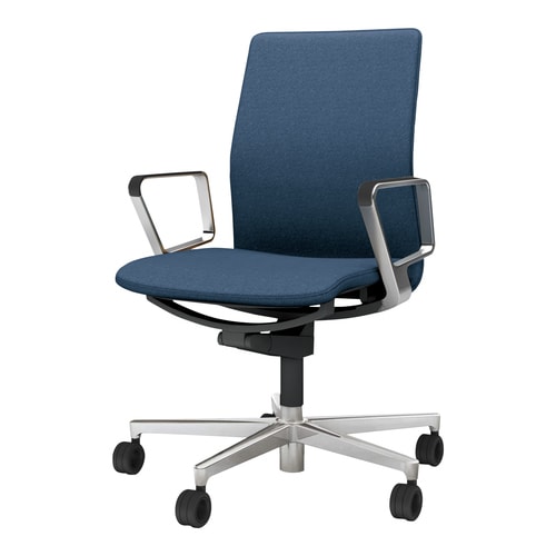 ファブレ 本体黒 プレーン 銀脚 アルミ肘 紺