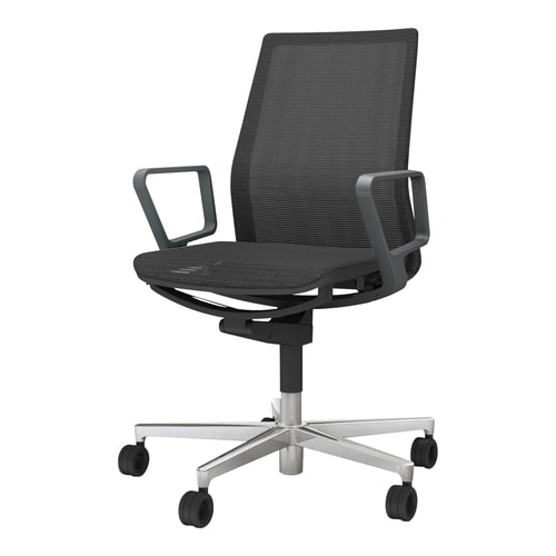 ファブレ 本体黒 メッシュ 銀脚 樹脂肘 黒