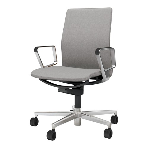 ファブレ 本体黒 プレーン 銀脚 アルミ肘 灰