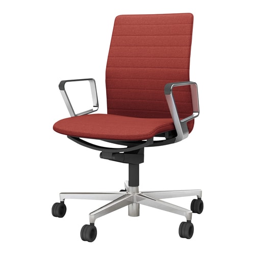 ファブレ 本体黒 ストライプ 銀脚 アルミ肘 赤