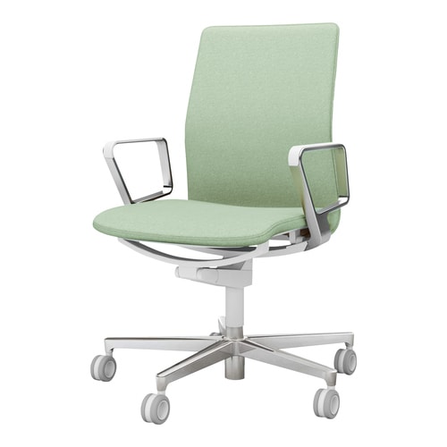 ファブレ 本体白 プレーン 銀脚 アルミ肘 薄緑