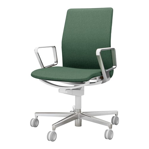 ファブレ 本体白 プレーン 銀脚 アルミ肘 濃緑