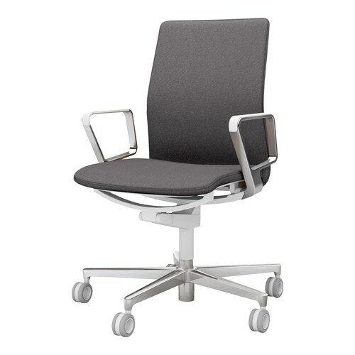 ファブレ 本体白 プレーン 銀脚 アルミ肘 濃灰