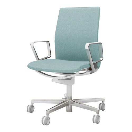 ファブレ 本体白 プレーン 銀脚 アルミ肘 薄青