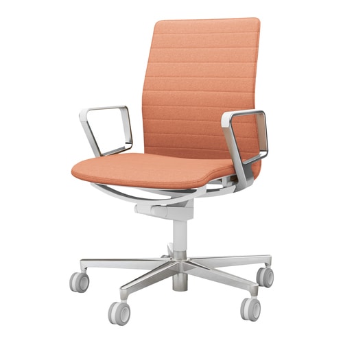 ファブレ 本体白 ストライプ 銀脚 アルミ肘 桃