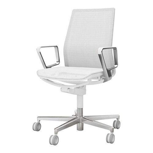 ファブレ 本体白 メッシュ 銀脚 アルミ肘 白