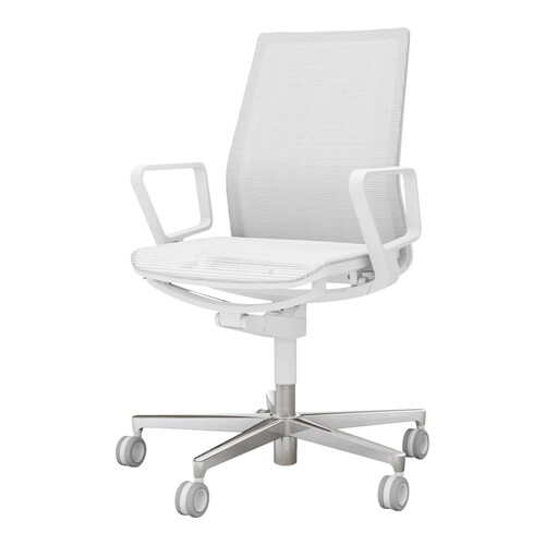 ファブレ 本体白 メッシュ 銀脚 樹脂肘 白