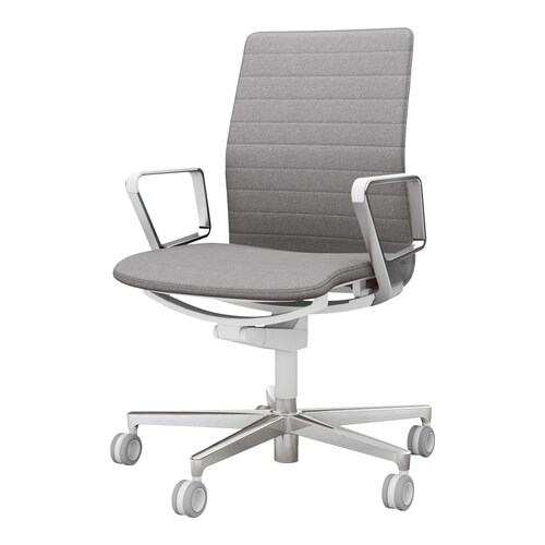 ファブレ 本体白 ストライプ 銀脚 アルミ肘 灰