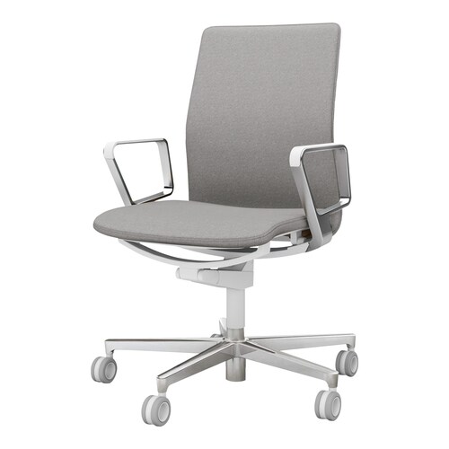 ファブレ 本体白 プレーン 銀脚 アルミ肘 灰