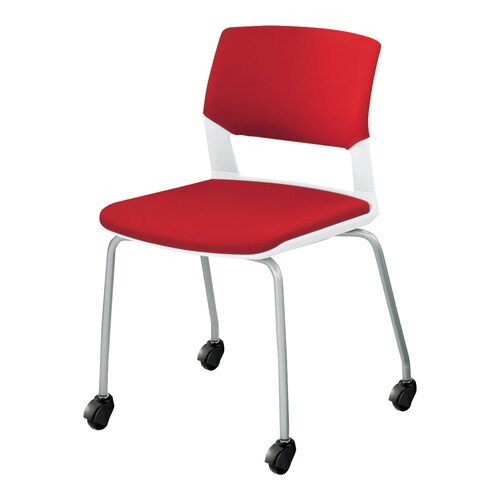 会議イス160 キャスター脚 赤 硬床用