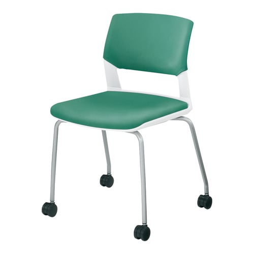 会議イス160 キャスター脚 レザー緑 軟床用