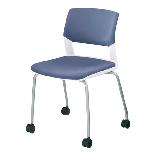 会議イス160 キャスター脚 レザー青 軟床用