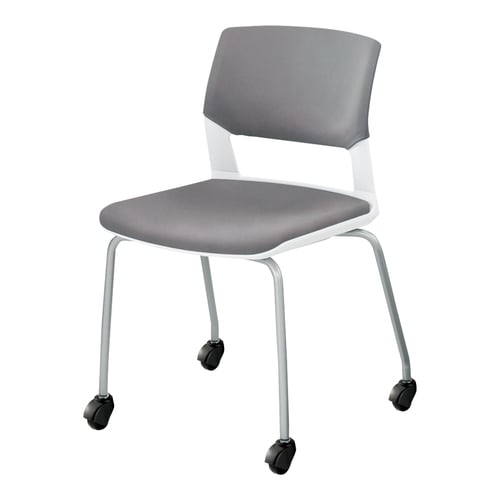会議イス160 キャスター脚 レザー灰 硬床用