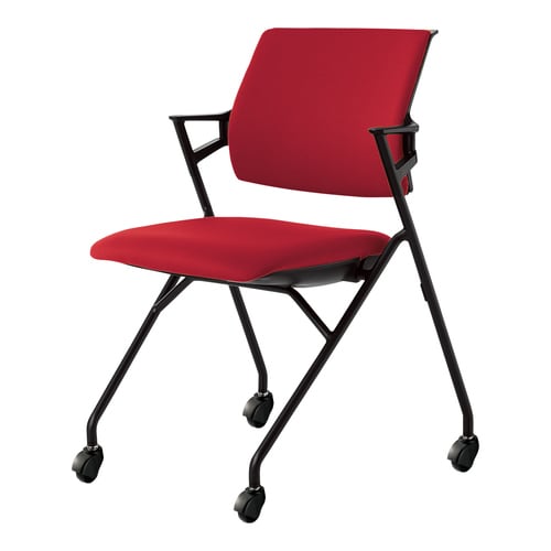 ピエガ 背クッション 黒シェル 赤 黒脚 硬床用