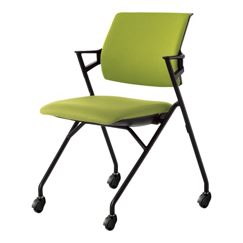 ピエガ 背クッション 黒シェル 黄緑 黒脚 硬床用