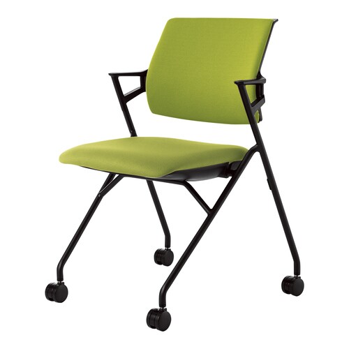 ピエガ 背クッション 黒シェル 黄緑 黒脚 軟床用