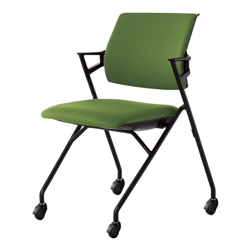 ピエガ 背クッション 黒シェル 濃緑 黒脚 硬床用