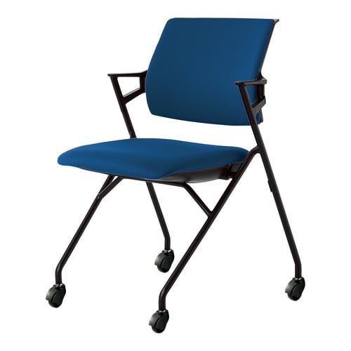 ピエガ 背クッション 黒シェル 紺 黒脚 硬床用