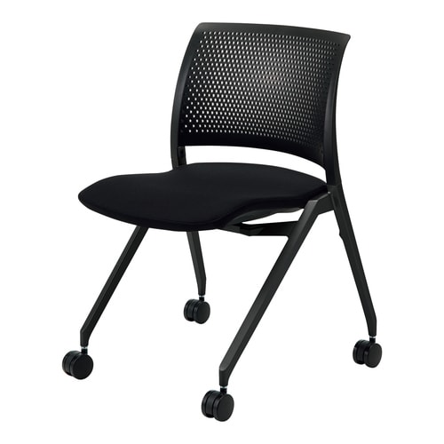 スプライン 黒脚キャスター 座クッション黒 硬床用