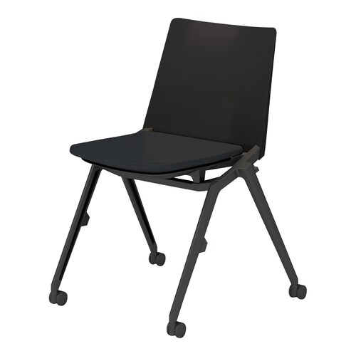 スタッカ 黒キャスター脚 背ブラック 座黒 肘無
